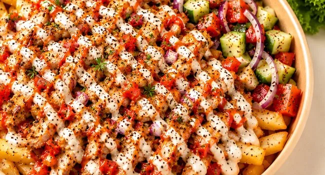 Chicken Loaded Fries RotiWrap dengan ayam, sayuran, dan saus